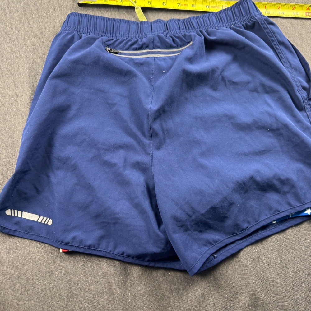 BCG Running Shorts Mens Medium Navy Blue American Flag Liner 2-in-1 Athletic - Picture 8 of 9